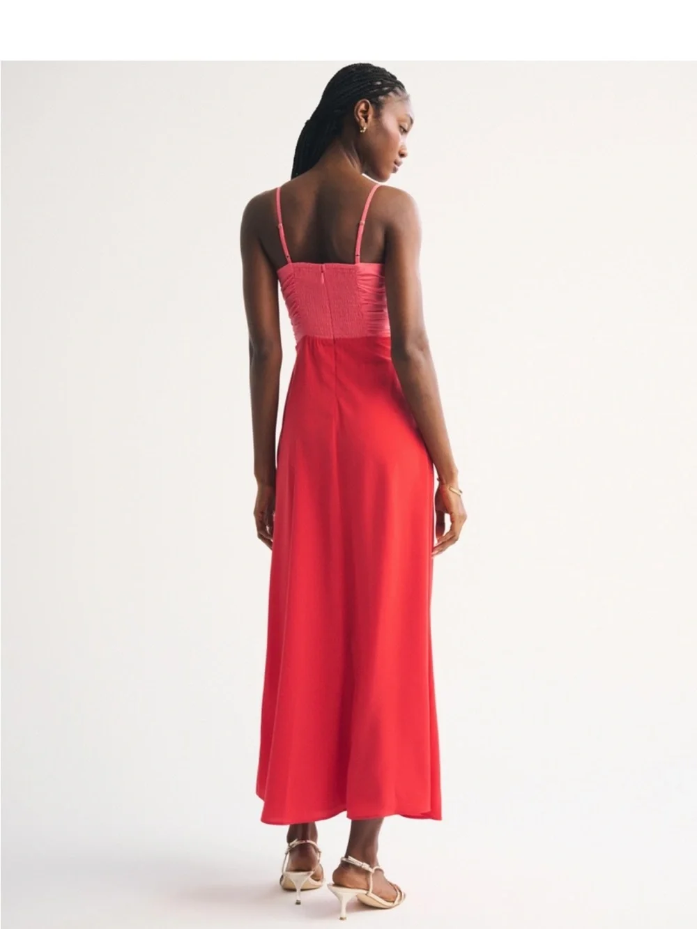 Abercrombie & Fitch Two-Tone Pink and Red Midi Dress - Picture 2 of 3